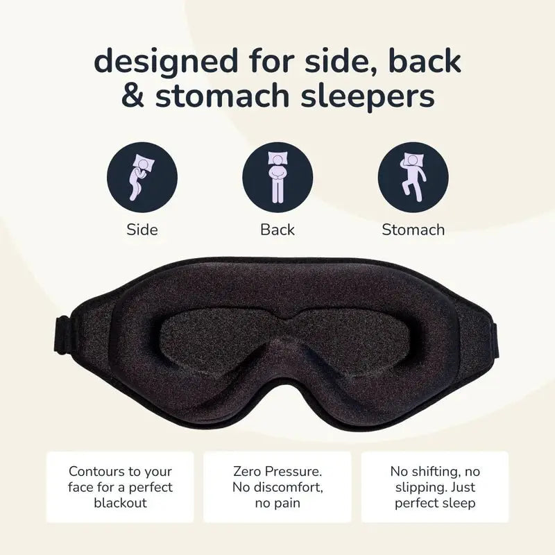 3D Sleep Eye Mask For Side Sleepers with Breathable Memory Foam, Zero Eye Pressure - Lumana WellnessSleep Masks