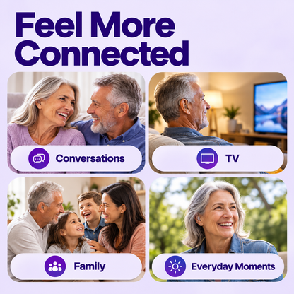 Lumana rechargeable hearing aids helping seniors hear conversations, TV, family and everyday moments more clearly.