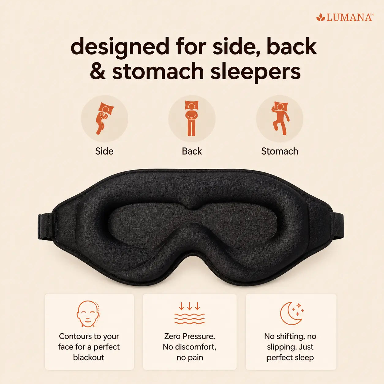 lumana 3d sleep eye mask for side sleepers