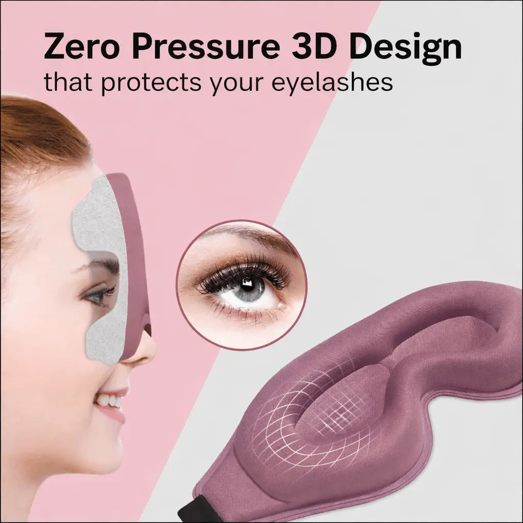 3D Sleep Eye Mask For Side Sleepers with Breathable Memory Foam, Zero Eye Pressure - Lumana WellnessSleep Masks